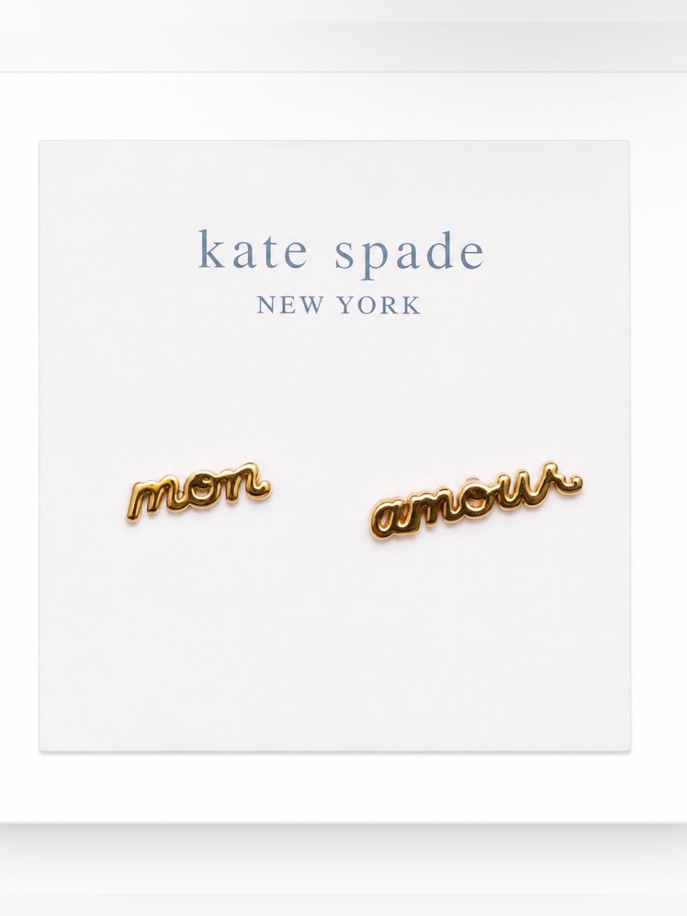Kate Spade NWT Mon Amour True Love Gold Tone Mismatch Stud Earrings - Picture 6 of 7